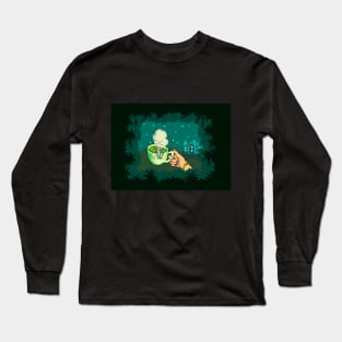 funky tea cup guy in caroline's tea cutscene with castle bg / stardew valley Long Sleeve T-Shirt